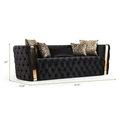 Galaxy Home Naomi Black Button Tufted 2pc Living Room Set