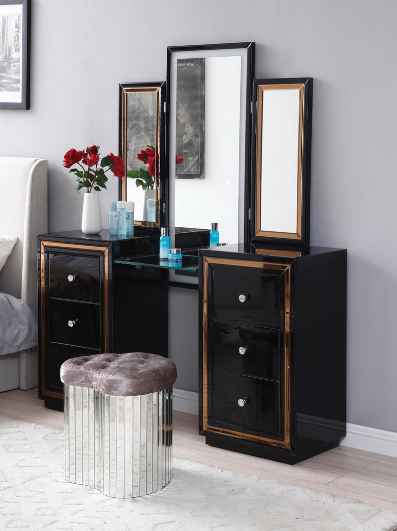 Glory Furniture Black 6 Drawers Vanity Set