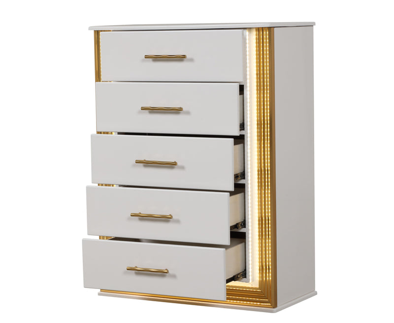 Galaxy Home Obsession White Gold 5 Drawers Chest