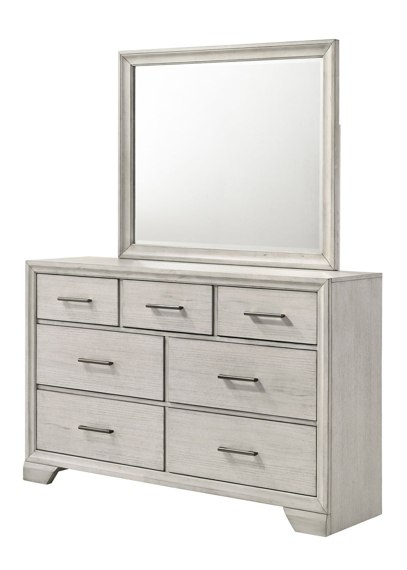 Crown Mark Jaymes White Mist Dresser and Mirror