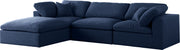 Meridian Furniture Serene Navy Fabric Modular 4pc Sectional with Ottoman