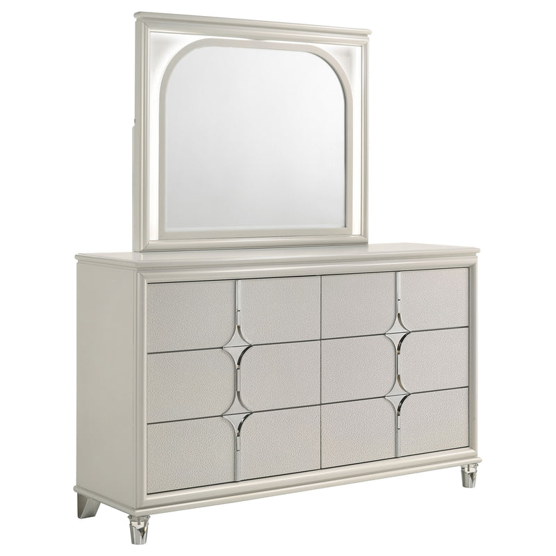 Coaster Furniture Olivia White Dresser and LED Mirror