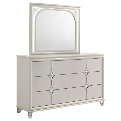 Coaster Furniture Olivia White Dresser and LED Mirror