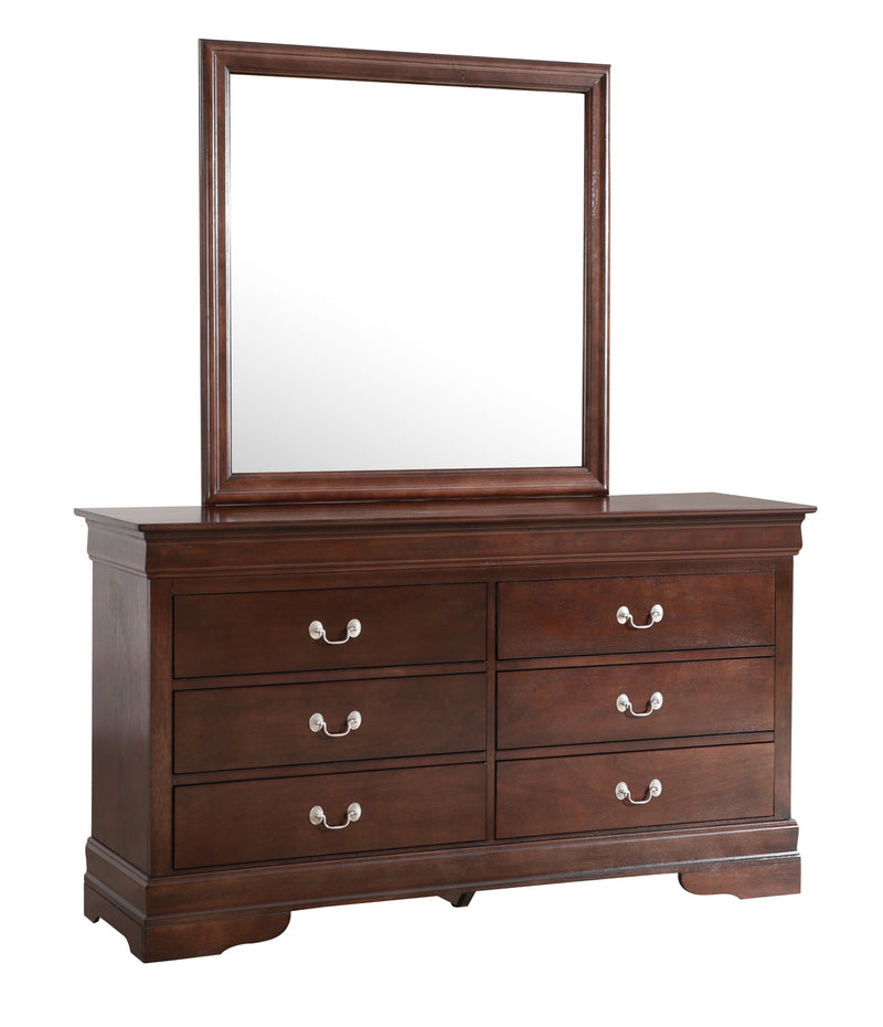 Glory Furniture Louis Phillipe Traditional Cappuccino Dresser and Mirror