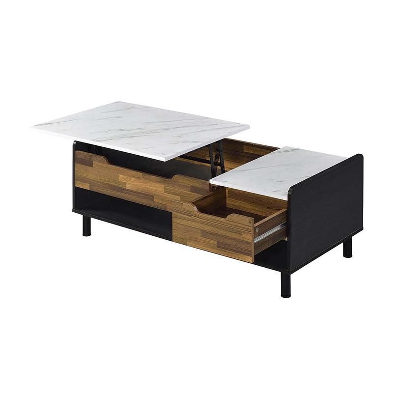 Acme Furniture Axel White Walnut Black Lift Top Coffee Table