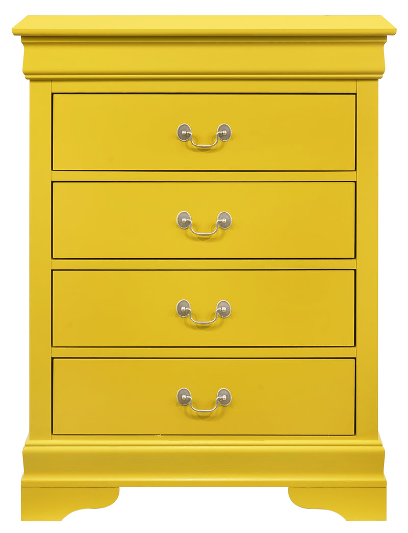 Glory Furniture Louis Phillipe Yellow 4 Drawers Chest