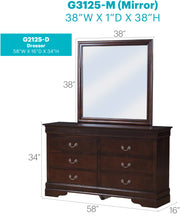 Glory Furniture Louis Phillipe Cherry Solid Wood Dresser