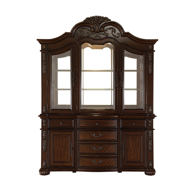 Home Elegance Adelina Cherry Gold Buffet and Hutch