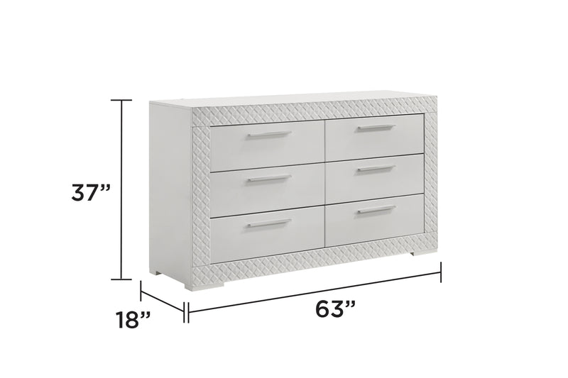 Galaxy Home Blanca White 6 Drawer Dresser