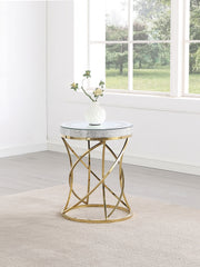 Coaster Furniture Elise Gold 3pc Round Coffee Table Set