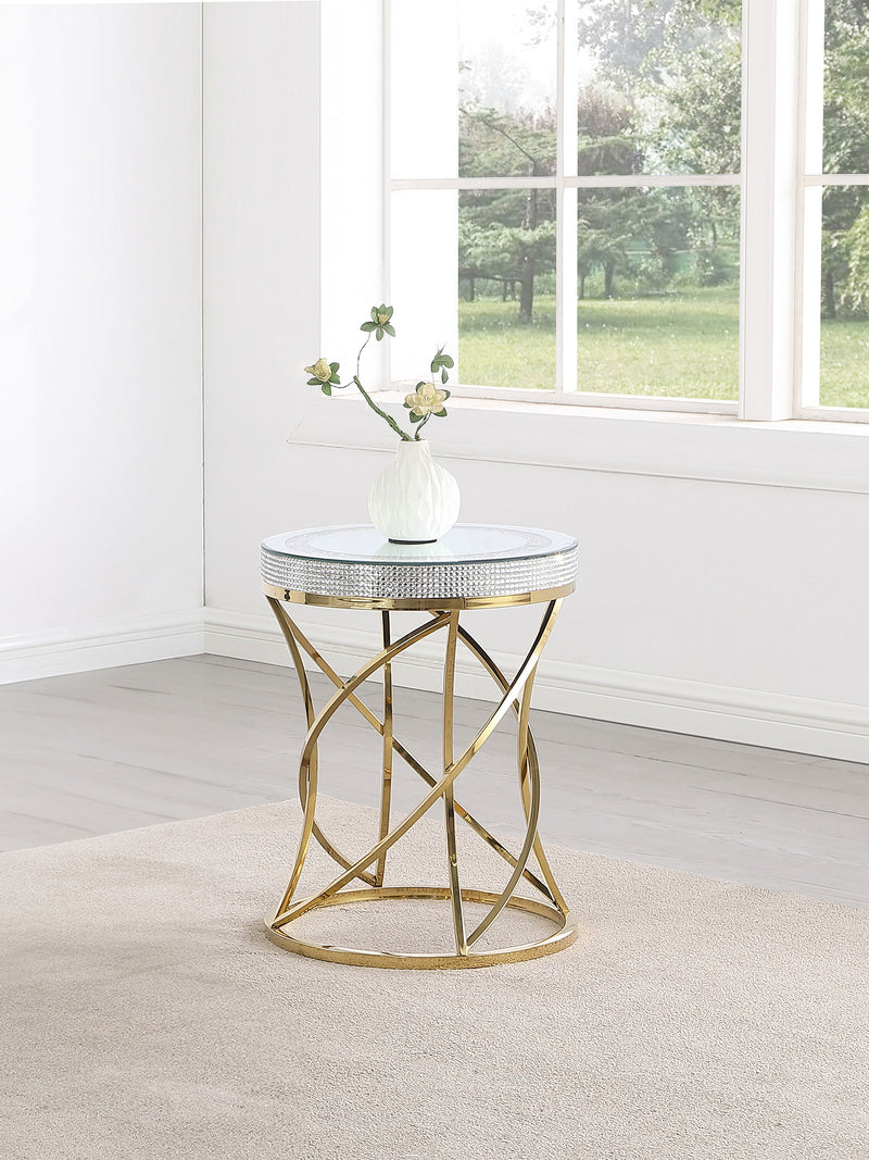 Coaster Furniture Elise Gold 3pc Round Coffee Table Set