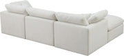 Meridian Furniture Plush Cream Velvet Modular 4pc Sectional with Ottoman
