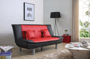 Glory Furniture Lionel Black Red Faux Leather Sofa Bed