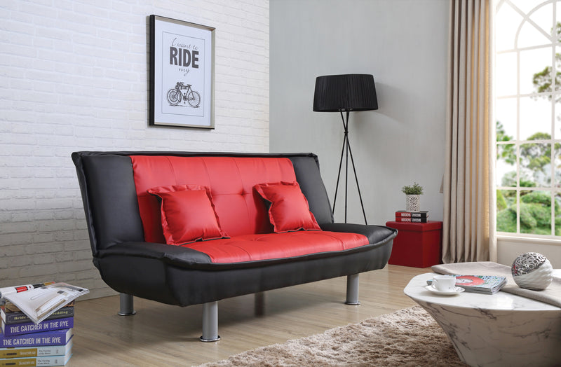 Glory Furniture Lionel Black Red Faux Leather Sofa Bed