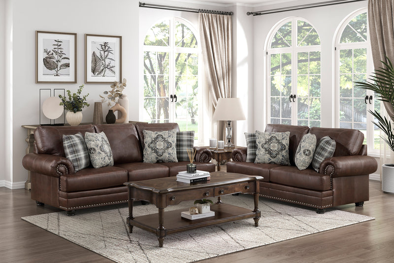 Home Elegance Franklin Dark Brown 2pc Living Room Set