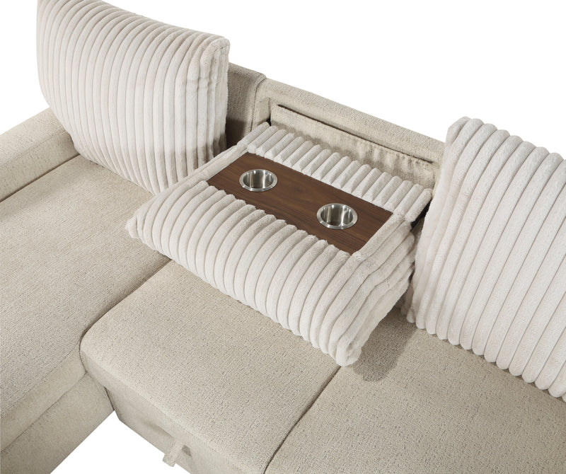 Home Elegance Gallatin Beige 2pc Sectional with Left Chaise