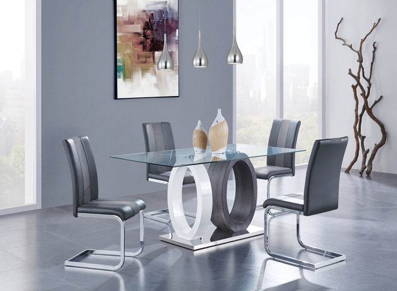 Global Furniture D1628 Dark Grey White Dining Table
