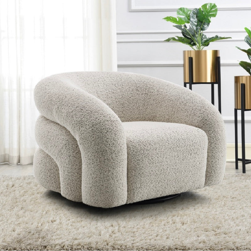 Acme Furniture Irma Gray Boucle Swivel Accent Chair