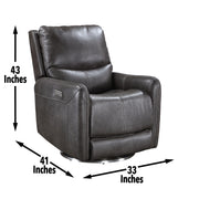 Steve Silver Athens Charcoal 360 Swivel Power Recliner