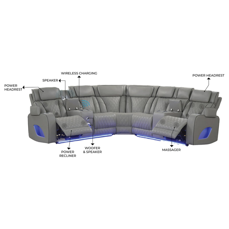 Galaxy Home Fortuner Black Sectional