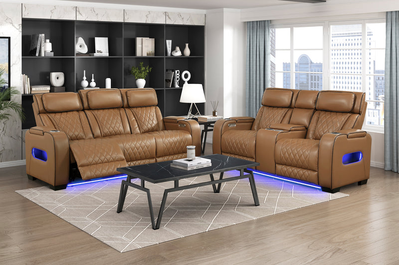 Home Elegance Fairway Taupe Power 2pc Living Room Set