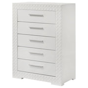 Coaster Furniture Ives White High Gloss 5 Drawer Chest