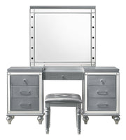 New Classic Furniture Valentino Silver Vanity Desk with Mirror