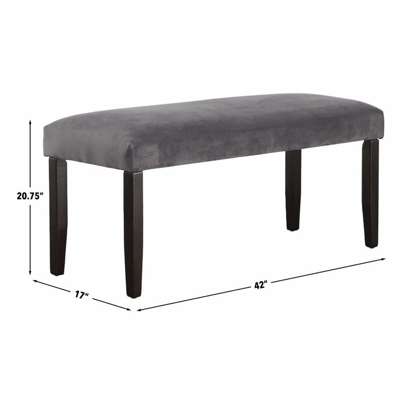 Steve Silver Napoli Gray Velvet Dining Bench