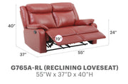 Glory Furniture Ward Pearl Faux Leather Double Reclining Love Seat