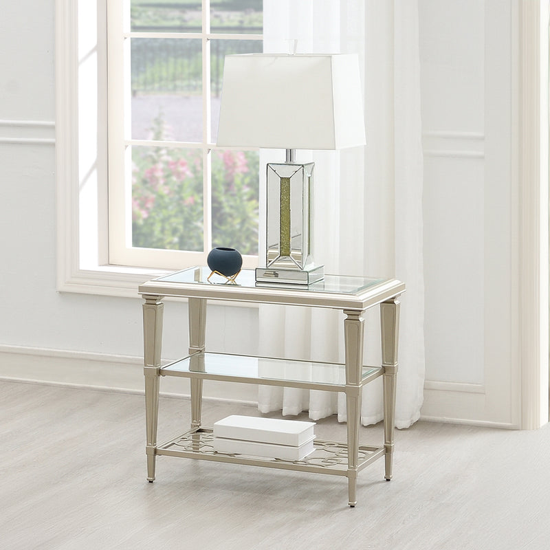 Acme Furniture Zaba Champagne Rectangle End Table