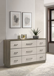 Coaster Furniture Fenwick Grey Oak Almond Brown 9 Drawer Dresser