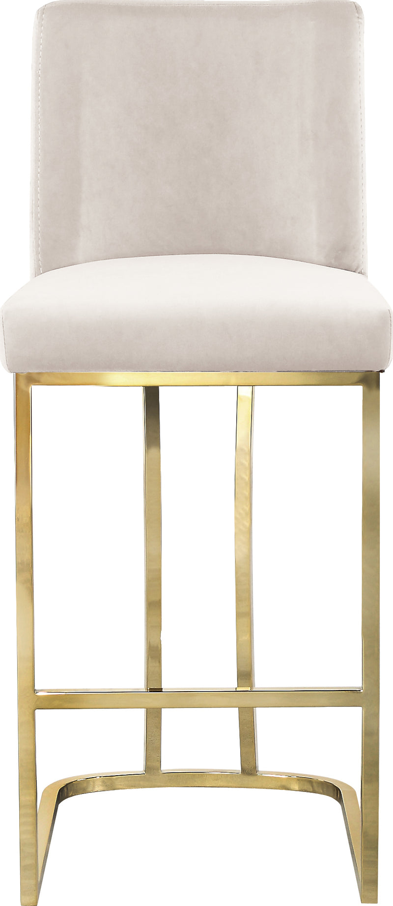 Meridian Furniture Heidi Cream Velvet Gold Counter Height Stool