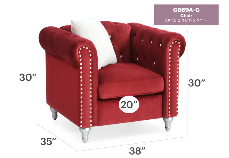 Glory Furniture Raisa Beige Velvet Chair