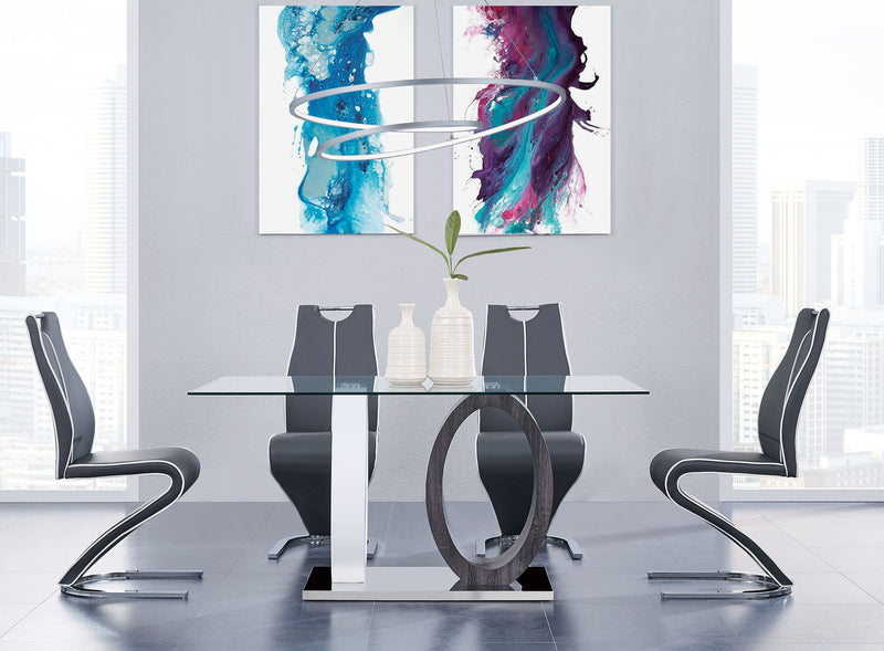 Global Furniture D1628 Clear Dark Grey White Dining Table