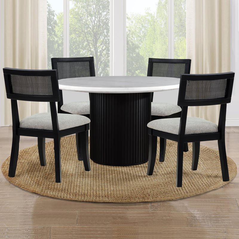 Steve Silver Colvin Black White Marble 5pc Dining Room Set