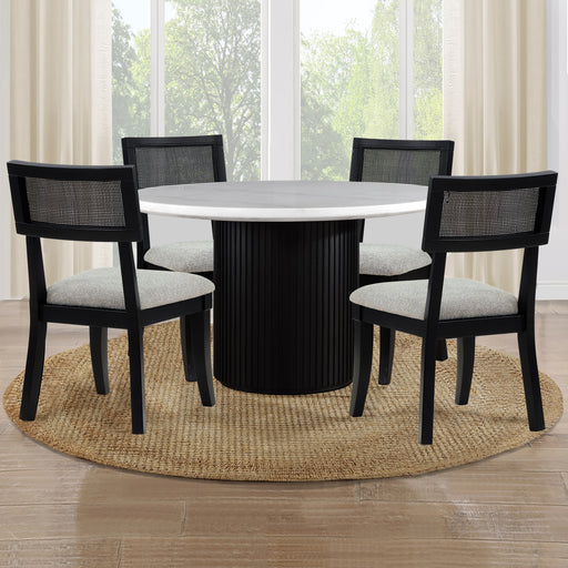 Steve Silver Colvin Black White Marble 5pc Dining Room Set