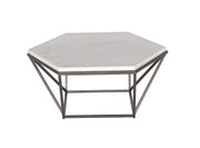 Steve Silver Corvus White Marble Top Hexagon Cocktail Table