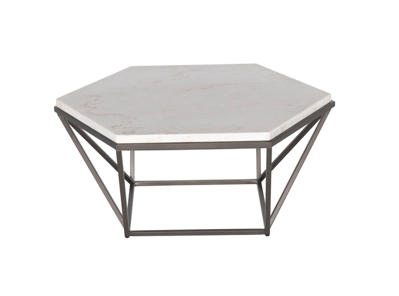 Steve Silver Corvus White Marble Top Hexagon Cocktail Table