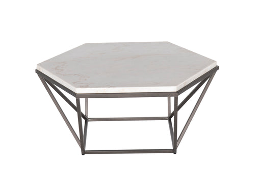 Steve Silver Corvus White Marble Top Hexagon Cocktail Table