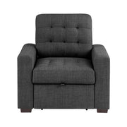 Home Elegance Mccafferty Dark Gray Chair with Pull Out Ottoman