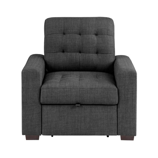 Home Elegance Mccafferty Dark Gray Chair with Pull Out Ottoman