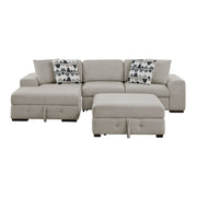 Home Elegance Raife Gray 3pc Sectional with Left Chaise and Ottoman