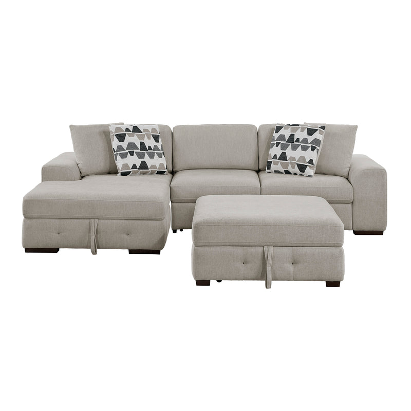 Home Elegance Raife Gray 3pc Sectional with Left Chaise and Ottoman