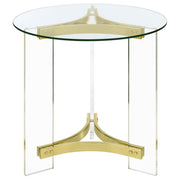 Coaster Furniture Janessa Clear Matte Brass 3pc Coffee Table Set