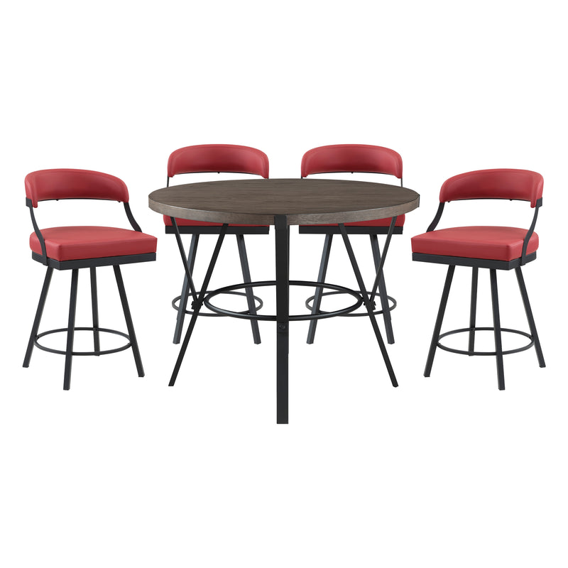 Home Elegance Crowley Black Red 5pc Dining Room Set