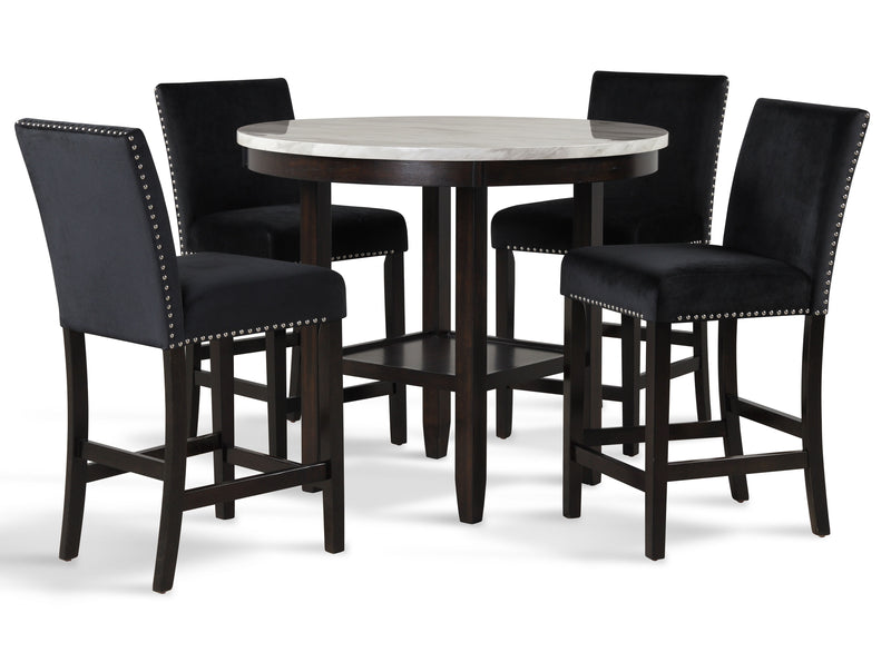 New Classic Furniture Celeste Black 5pc Round Counter Height Set