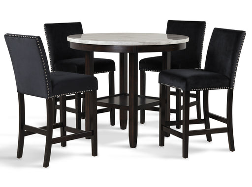 New Classic Furniture Celeste Black 5pc Round Counter Height Set