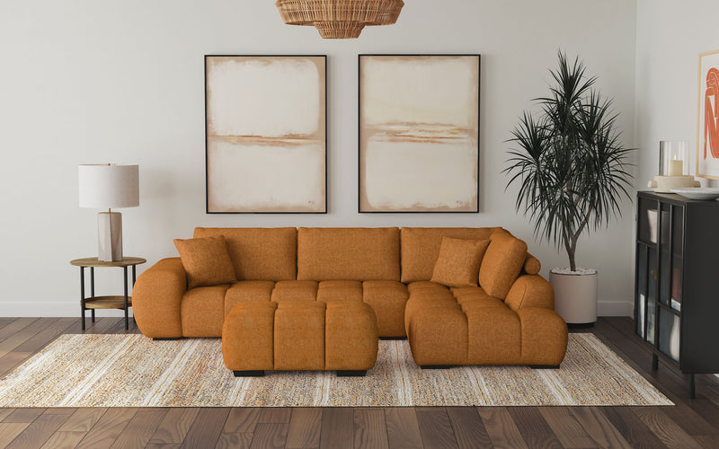Coaster Furniture Camacho Orange Sectional with Ottoman