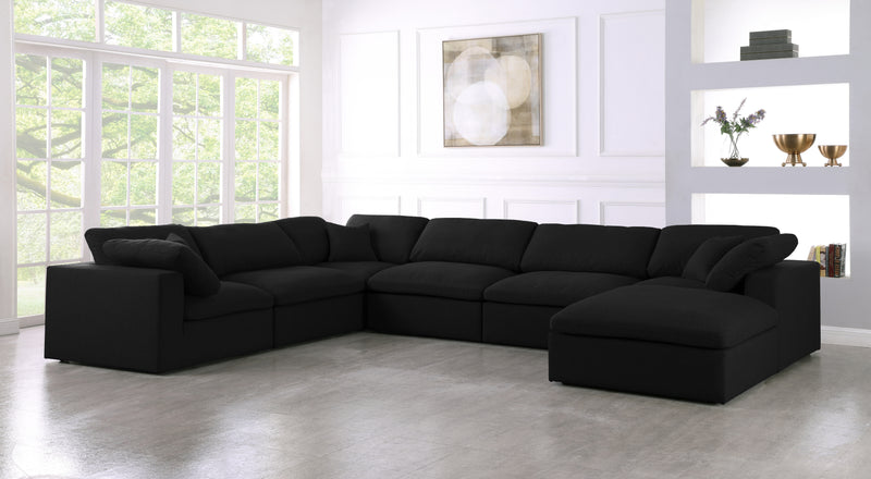Meridian Furniture Serene Grey Fabric Modular 7pc Sectional with Ottoman