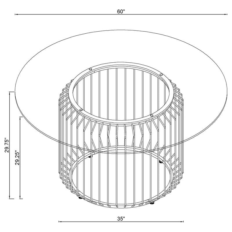 Coaster Furniture Veena Clear Chrome 60 Inch Dining Table